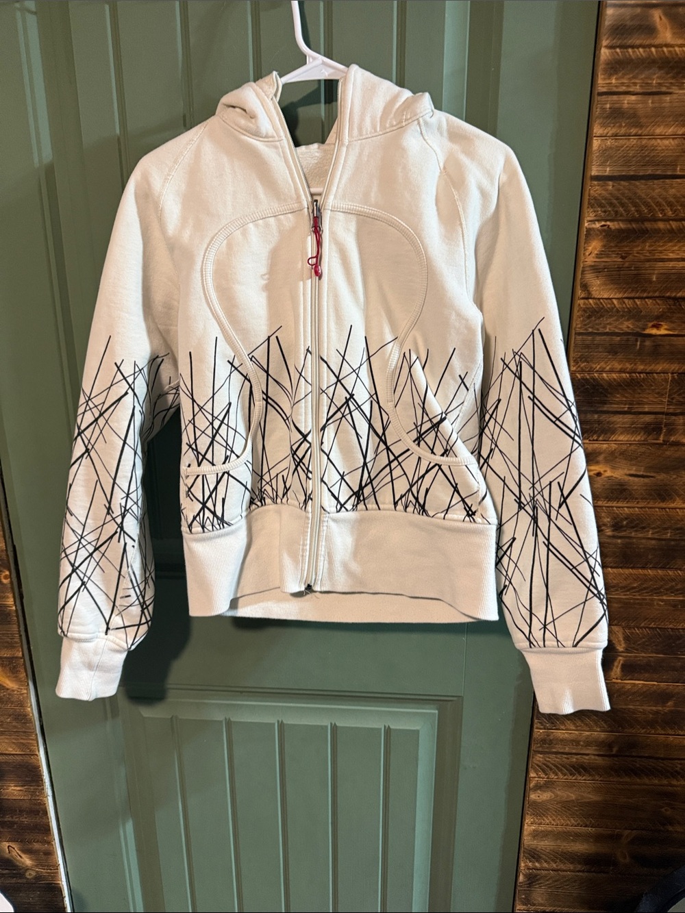 Lululemon White Black Abstract Print Full Zip Hoodie Jacket